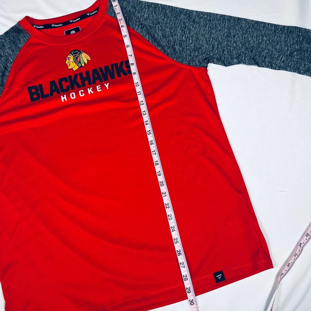 Fanatics Chicago Blackhawks Hockey Shirt Mens XL Red Grey Raglan Long Sleeve NHL - Picture 6 of 8